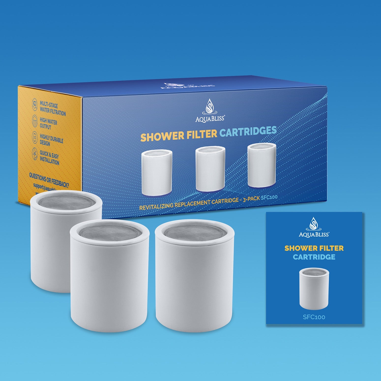 AquaBliss SFC100 Revitalizing Shower Filter Replacement Cartridge (SF100 & SF220 Compatible)