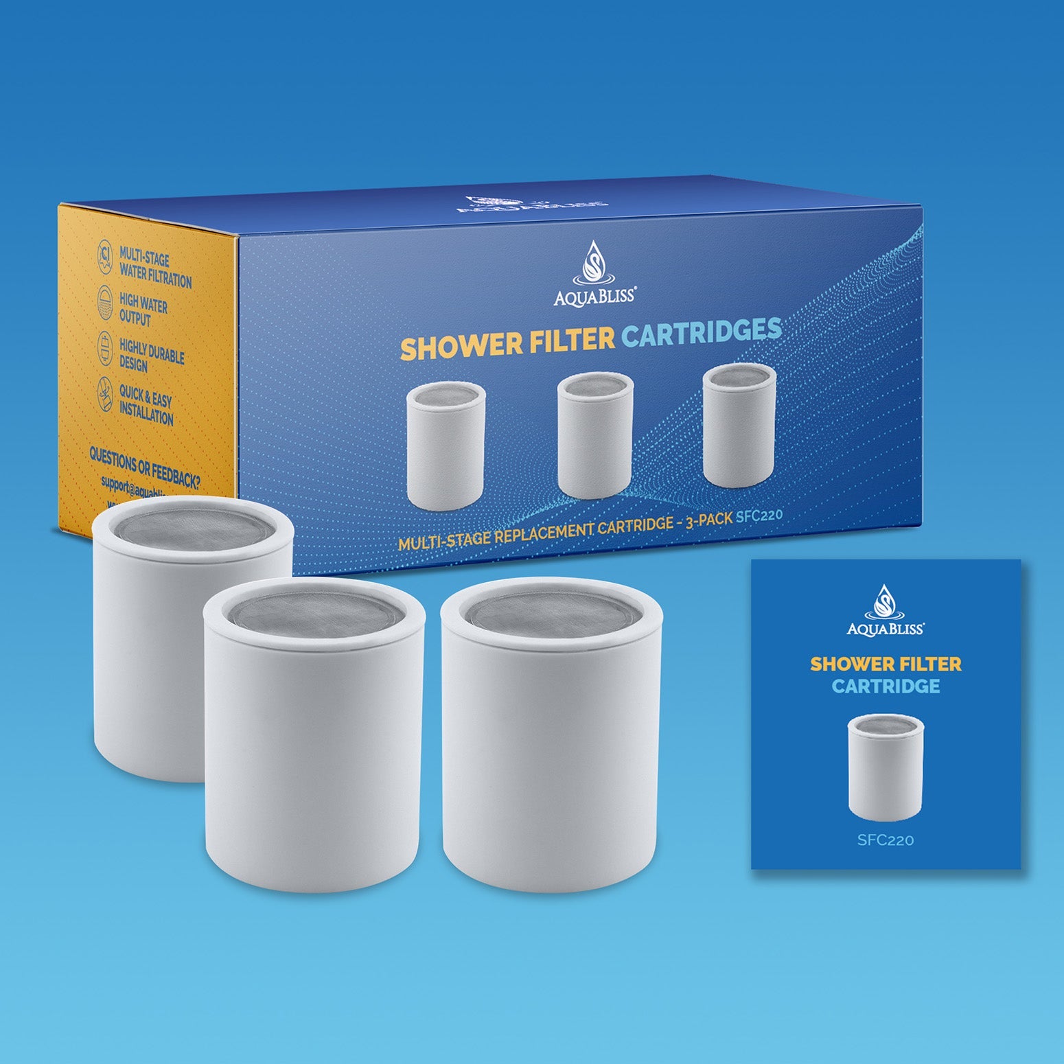 AquaBliss SFC220 Replacement Shower Filter Cartridge (SF100/SF220 Compatible)